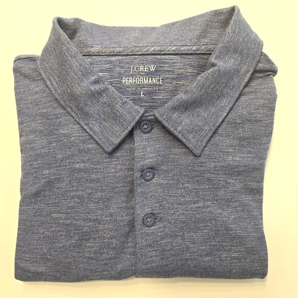 J.Crew Performance Polo Shirt Mid Blue L Polyester Elastane Stretch Comfort - Picture 8 of 9